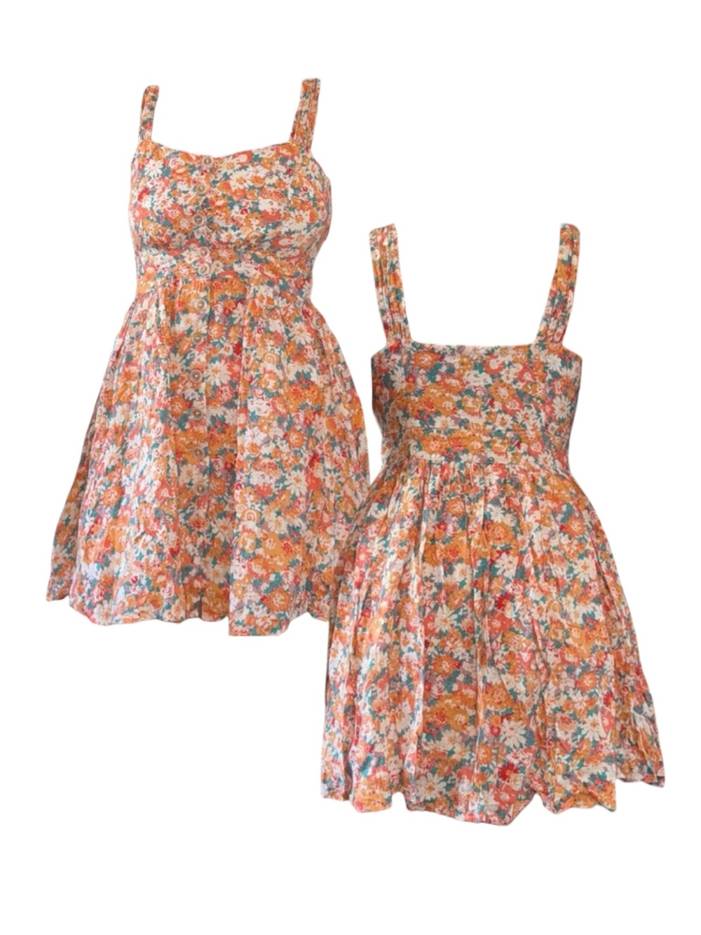 Orange Floral Mini Dress